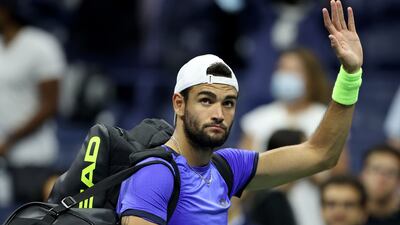 Matteo Berrettini of Italy waves as he leaves the court. AFP
