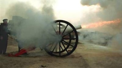 The cannon Some historians believe the custom of firing the Ramadan cannon dates back as far as 10th century Egypt, when one of the Fatimid caliphs ordered a cannon be placed on Cairo's Muqatam Hill so all Muslims would hear the signal to break their fasts.adinat al-Buos in Islamic Cairo is fired at sunset 10 December 1999 marking the end of a day of fasting during the holy month of Ramadan.
