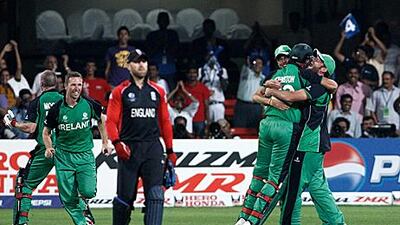 Ireland's players celebrate their win over a forlorn England on Wednesday, and their success has created much interest from home supporters ahead of today's game with India.