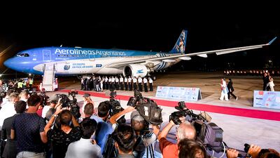 The Argentina squad arrive at Ezeiza International Airport. Getty
