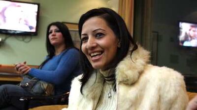 Muna Ennab, 23, and Samar Quzmar, 24, two of the contestants in the Miss Palestine heat, where only four girls turned up.