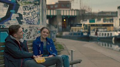 Bill Milner and Maisie Williams in iBoy. Courtesy Netflix