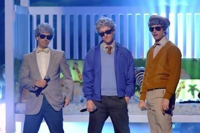 The Lonely Island guys, from left: Jorma Taccone, Akiva Schaffer and Andy Samberg. Getty Images for Spike TV / AFP