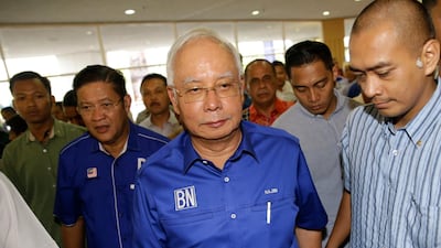 Defeated Malaysian Prime Minister Najib Razak before giving a press conference in Kuala Lumpur, Malaysia, on May 10, 2018. Aaron Favila / AP