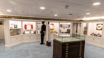 The collection includes uniforms worn by the ship's captains