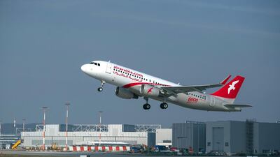 An Air Arabia Airbus takes off from Hamburg. The carrier is the only publicly listed airline in the UAE. Maja Hitji / EPA