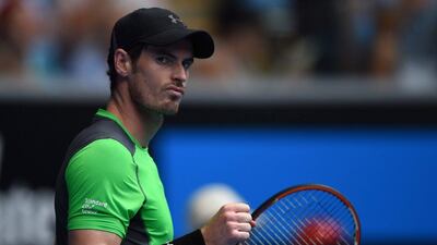 Andy Murray celebrates after victory against Marinko Matosevic in the second round of the Australian Open. Manan Vatsyayana/AFP