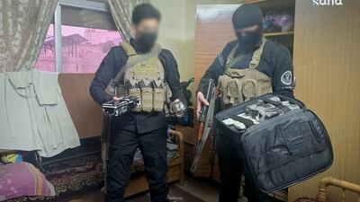 Security personnel in Damascus arrested a suspected member of ISIS in a raid on what they called a 'hideout'. SANA