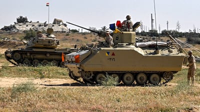 An Egyptian M60 main battle tank near the Rafah crossing with Gaza in 2024. AFP