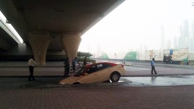 A taxi driver was given a scare yesterday when a sinkhold opened up on the Palm Jumeirah.