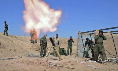 Kurdish peshmerga fighters who have been trained by UK and US solders. Reuters