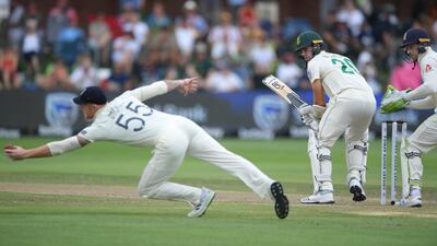 Ben Stokes fielding at leg slip. Getty