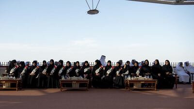 Islamic students and participants of the Forum for Promoting Peace in Muslim Societies, attend a Sea Palace barza. Rashed Al Mansoori / Crown Prince Court — Abu Dhabi