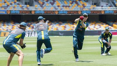 Australia's Marnus Labuschagne catches the ball. Getty