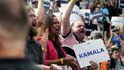 Supporters at a campaign event with US Vice President Kamala Harris in Milwaukee, Wisconsin, on July 23. Bloomberg
