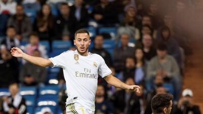 Real Madrid midfielder Eden Hazard misses a chance. EPA