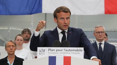 President Emmanuel Macron said the plan would defend France's industrial employment. AFP