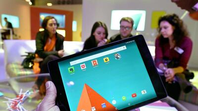 Google's Nexus 9 tablet is showcased in New York. Jewel Samad / AFP