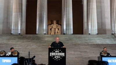 Dana White, UFC president at the Lincoln Memorial. Bloomberg