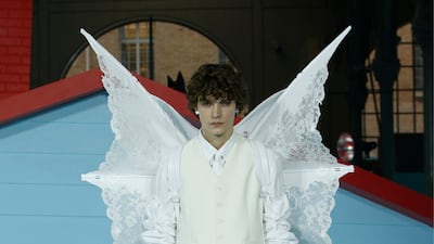 The collection included looks with angel wings. Photo: Louis Vuitton