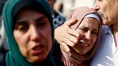 Mourners attend a funeral for Palestinians killed in Israeli strikes, in Khan Younis in the southern Gaza Strip, on October 24. Reuters
