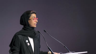 Noura Al Kaabi, Minister of Culture and Knowledge Development, thanks Sheikh Mohammed bin Rashid, Vice President and Ruler of Dubai, for his continued support for culture and knowledge during the launch of the UAE Cultural Development Fund at Louvre Abu Dhabi. Wam