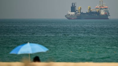 A commercial vessel in the Arabian Gulf, where more than 700 ships are stranded. AFP