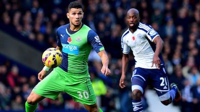 Newcastle United's Mehdi Abeid goes to control the ball during his side's win over West Bromwich Albion on Sunday in the Premier League. Paul Ellis / AFP / November 9, 2014