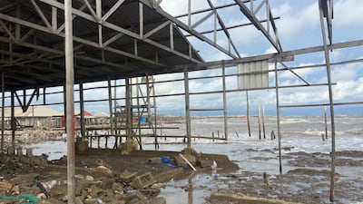 A building already flooded by the ocean