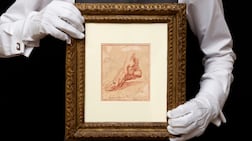 An anatomical drawing by Michelangelo of a prophetess who features in the Sistine Chapel ceiling, is on public display in Dubai. Photo: Christie's