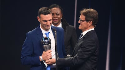 Argentina coach Lionel Scaloni wins the Best Men's Coach award. AFP