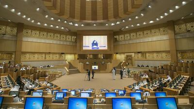 The main chamber of the Federal National Council in Abu Dhabi (Mona Al Marzooqi/ The National)