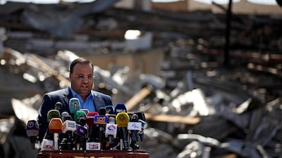 Saleh Al Samad, a senior Houthi official killed by a Saudi-led coalition air strike last week, addresses a rally marking the third anniversary of the Saudi-led intervention in the Yemeni conflict in Sanaa. Khaled Abdullah / Reuters