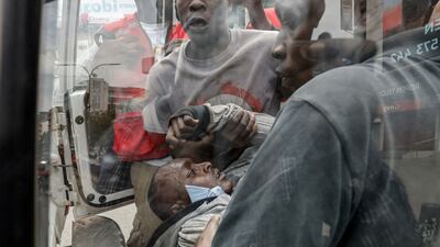 An injured protester is loaded into an ambulance following clashes with Kenyan police during a demonstration over the death of blogger Albert Ojwang, who died in police custody. AFP