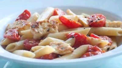 Halloumi and cherry tomato pasta: cost - Dh27.10. Photo courtesy Scott Price