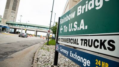 The Rainbow Bridge connects the US and Canada across the Niagara River. The Canadian Press / AP