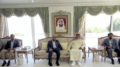 Sheikh Humaid bin Rashid Al Nuaimi, Ruler of Ajman, visits President Sheikh Khalifa in his home in Evian. Wam 