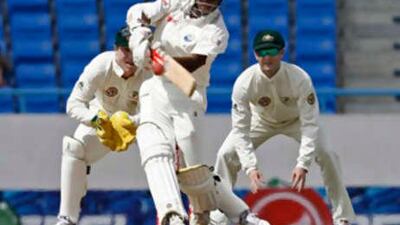 The West Indies batsman Shivnarine Chanderpaul playing in the second Test against Australia on June 2. Chanderpaul was named Cricketer of the Year by the ICC.
