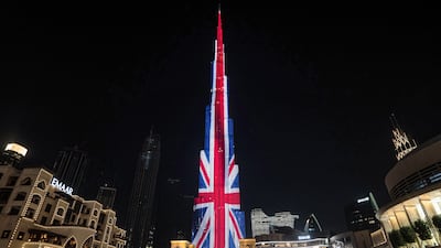 The British flag is projected on to Burj Khalifa, Dubai. The UK government was warned 'long-term expats have been disengaged' from British politics 'for years'. AFP