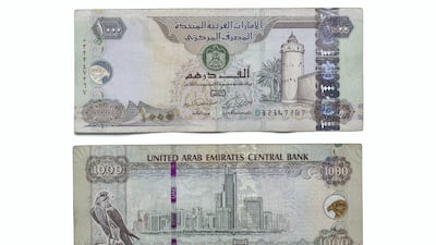 The Dh1,000 banknote. Antonie Robertson / The National