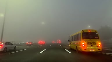 Thick fog on covered vast areas of the capital on Tuesday morning. Jennifer Gnana / The National