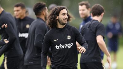 Chelsea full-back Marc Cucurella during training at Cobham. PA