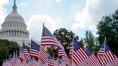 American flags outside the US Capitol on September 11, 2023. AP