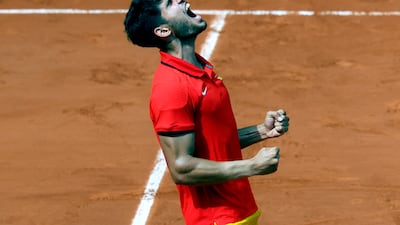 Carlos Alcaraz of Spain celebrates his victory. EPA