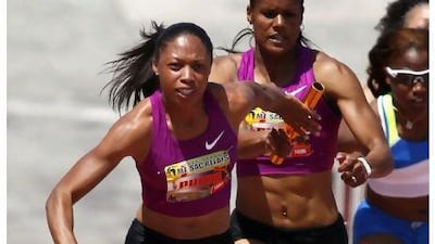 Allyson Felix, left, gets her 2011 outdoor season underway at in Doha this evening.