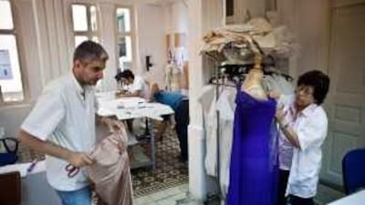 Staff at Rabih Kayrouz in Beirut assemble couture clothing.