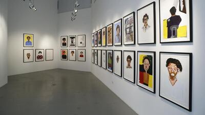 Portraits of Vikram Divecha created by non-professional artists. Photos by Antonie Robertson / The National