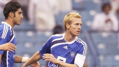 Baniyas' Christian Wilhelmsson, right, missed last week's win with an injury and he may still be out for Friday's match against Al Wadha. Hassan Ammar / AP Photo