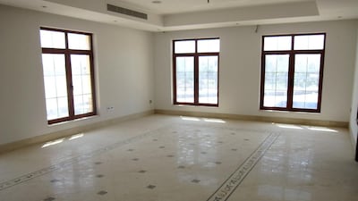 Downstairs there is a reception room, living room, dining room, lounge area and a sanctuary, while upstairs there's a family room plus five bedrooms and bathrooms. Courtesy Prestige Dubai