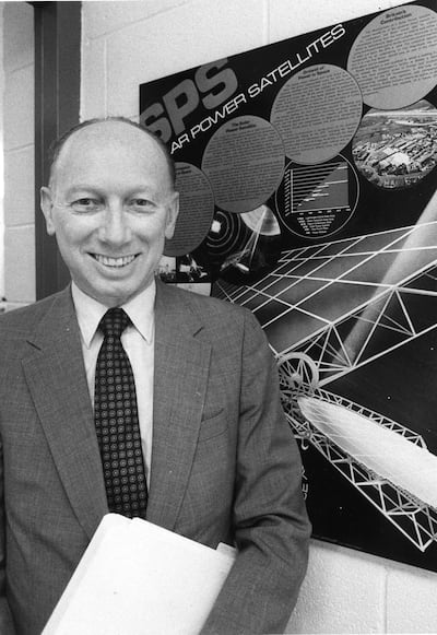 Space tech pioneer Peter Glaser, pictured in 1982, was the first to suggest using solar panels in space to produce energy. Getty Images